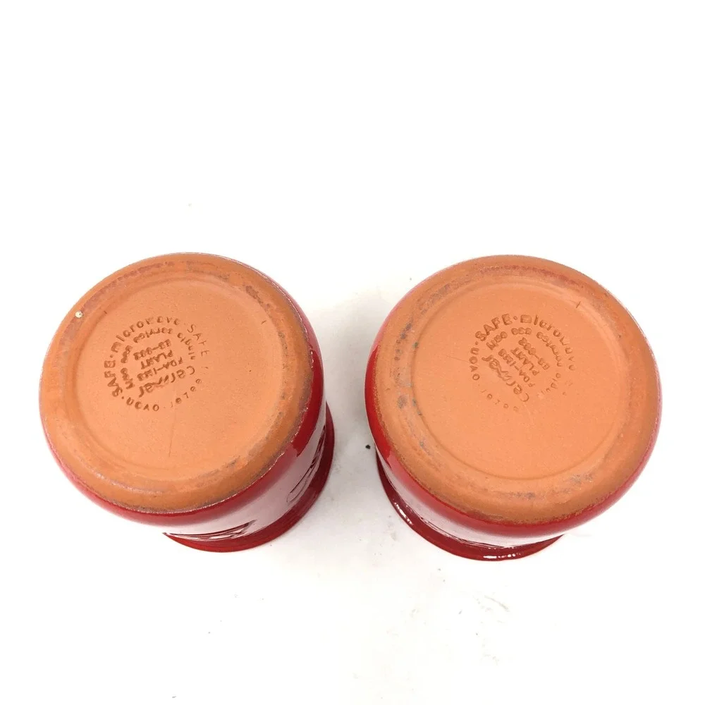 La Fermiere Red Ceramic Yogurt Jars Set of 6 Be Mine Bisou Bisou Valentine